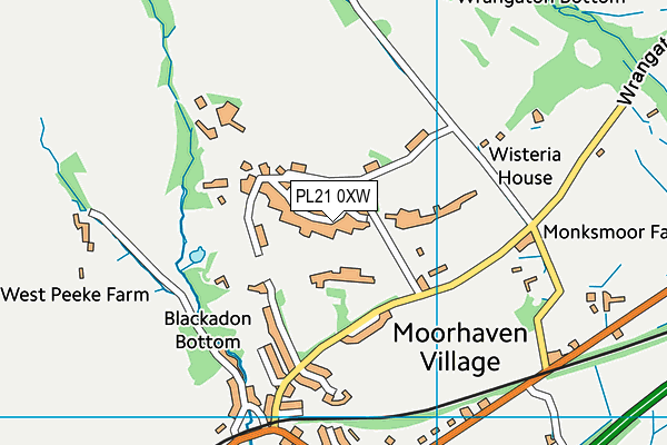 PL21 0XW map - OS VectorMap District (Ordnance Survey)