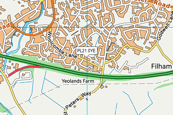 PL21 0YE map - OS VectorMap District (Ordnance Survey)