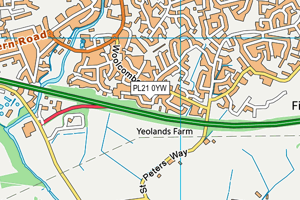 PL21 0YW map - OS VectorMap District (Ordnance Survey)
