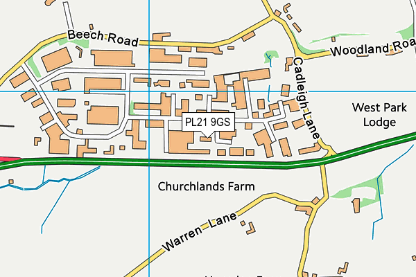 PL21 9GS map - OS VectorMap District (Ordnance Survey)