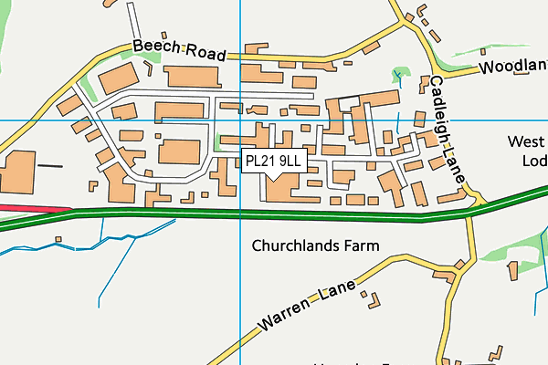 PL21 9LL map - OS VectorMap District (Ordnance Survey)