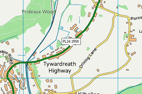 PL24 2RW map - OS VectorMap District (Ordnance Survey)