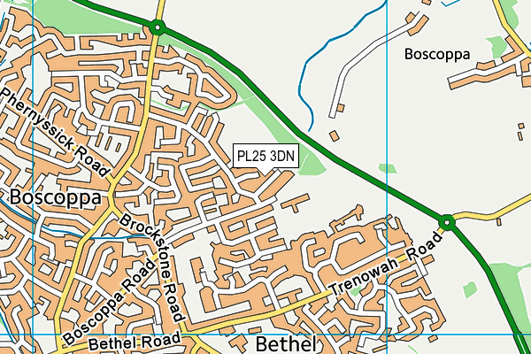 PL25 3DN map - OS VectorMap District (Ordnance Survey)