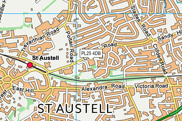 St Austell Leisure Centre map (PL25 4DB) - OS VectorMap District (Ordnance Survey)