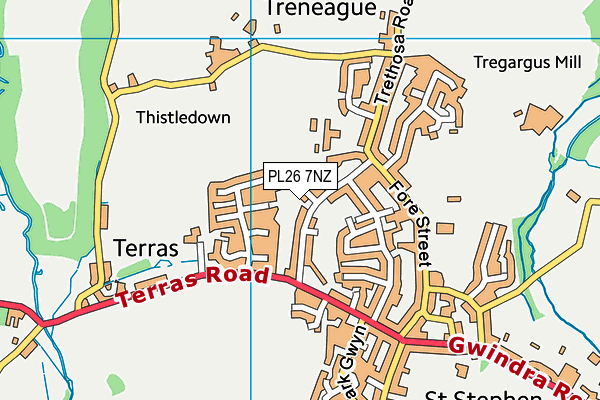 St Stephen Churchtown Academy map (PL26 7NZ) - OS VectorMap District (Ordnance Survey)