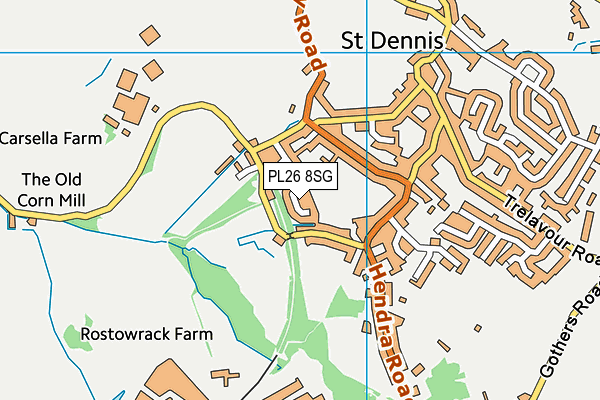 St Dennis Playing Field map (PL26 8SG) - OS VectorMap District (Ordnance Survey)