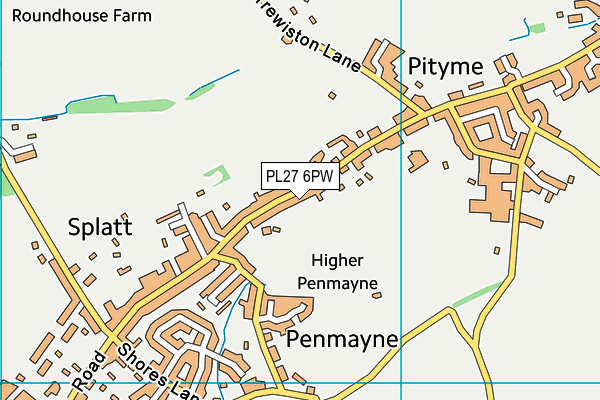 PL27 6PW map - OS VectorMap District (Ordnance Survey)