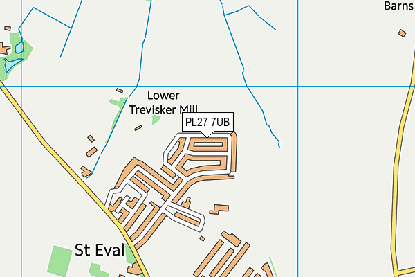 St Eval Sports Field map (PL27 7UB) - OS VectorMap District (Ordnance Survey)