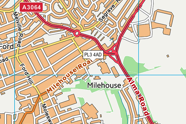 PL3 4AD map - OS VectorMap District (Ordnance Survey)