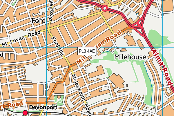 PL3 4AE map - OS VectorMap District (Ordnance Survey)