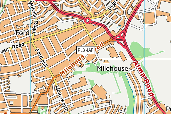 PL3 4AF map - OS VectorMap District (Ordnance Survey)