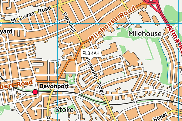 PL3 4AH map - OS VectorMap District (Ordnance Survey)