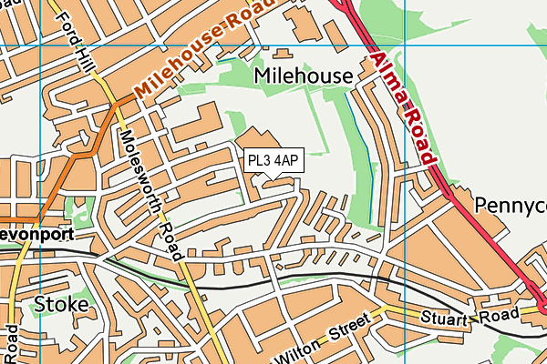 PL3 4AP map - OS VectorMap District (Ordnance Survey)