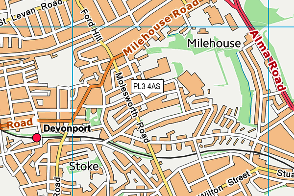 PL3 4AS map - OS VectorMap District (Ordnance Survey)