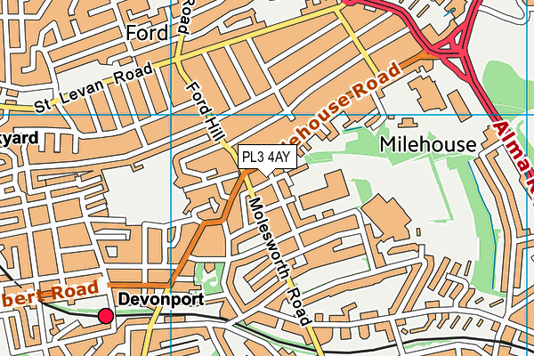 PL3 4AY map - OS VectorMap District (Ordnance Survey)