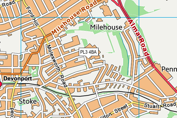 PL3 4BA map - OS VectorMap District (Ordnance Survey)