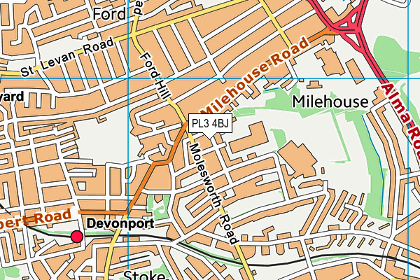 PL3 4BJ map - OS VectorMap District (Ordnance Survey)