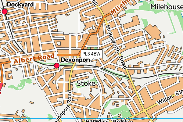 PL3 4BW map - OS VectorMap District (Ordnance Survey)