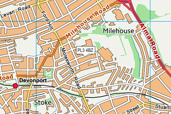 PL3 4BZ map - OS VectorMap District (Ordnance Survey)