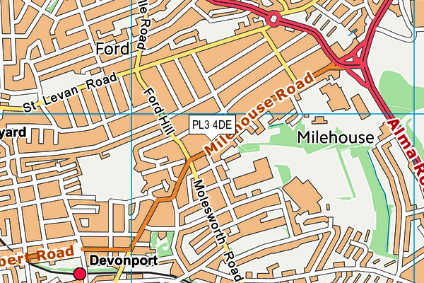 PL3 4DE map - OS VectorMap District (Ordnance Survey)
