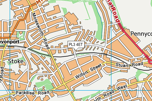 PL3 4ET map - OS VectorMap District (Ordnance Survey)