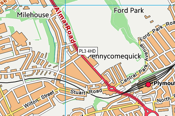 PL3 4HD map - OS VectorMap District (Ordnance Survey)