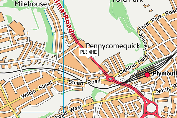 PL3 4HE map - OS VectorMap District (Ordnance Survey)