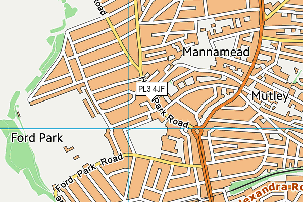 PL3 4JF map - OS VectorMap District (Ordnance Survey)