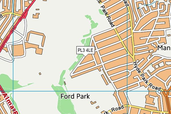 Central Park Playing Fields map (PL3 4LE) - OS VectorMap District (Ordnance Survey)