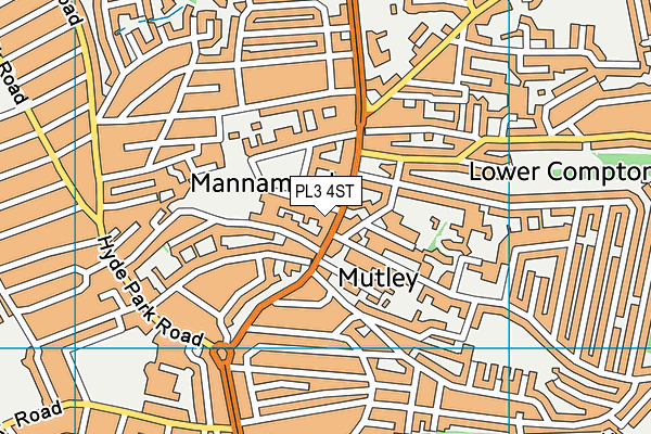 PL3 4ST map - OS VectorMap District (Ordnance Survey)