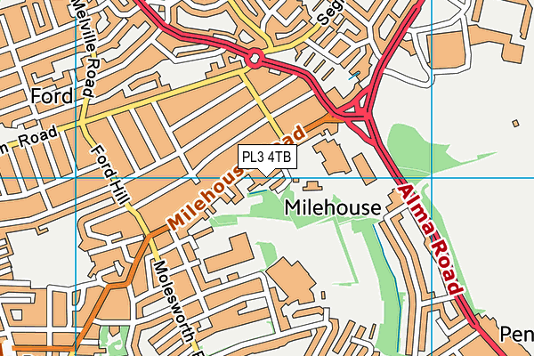 PL3 4TB map - OS VectorMap District (Ordnance Survey)