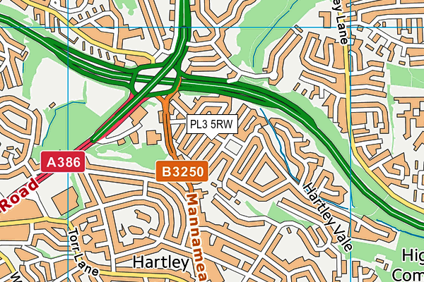 PL3 5RW map - OS VectorMap District (Ordnance Survey)