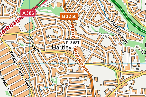 PL3 5ST map - OS VectorMap District (Ordnance Survey)