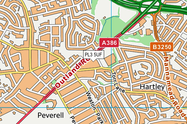 PL3 5UF map - OS VectorMap District (Ordnance Survey)