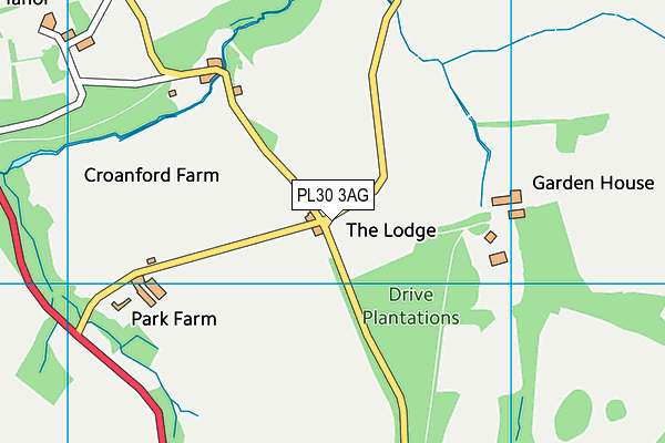 Pencarrow Football Ground (Closed) map (PL30 3AG) - OS VectorMap District (Ordnance Survey)