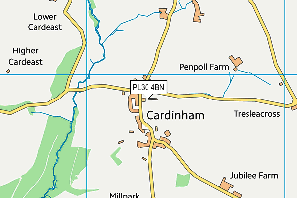 Cardinham Primary School map (PL30 4BN) - OS VectorMap District (Ordnance Survey)