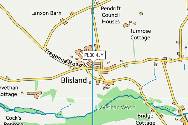 Blisland Village Hall map (PL30 4JY) - OS VectorMap District (Ordnance Survey)