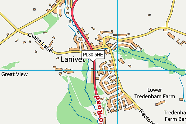 Lanivet Community Primary School map (PL30 5HE) - OS VectorMap District (Ordnance Survey)