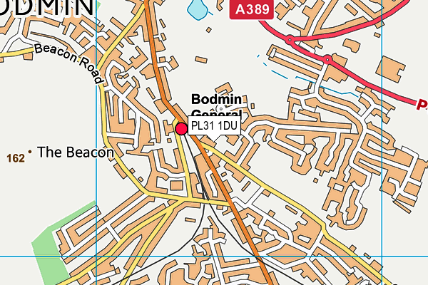 Bodmin Bowls Club map (PL31 1DU) - OS VectorMap District (Ordnance Survey)