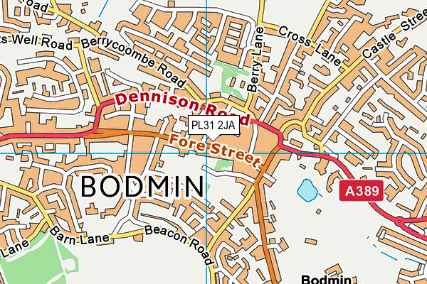 Map of BODMIN BARBERS LTD at district scale