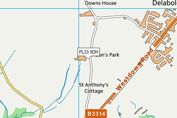 PL33 9DH map - OS VectorMap District (Ordnance Survey)