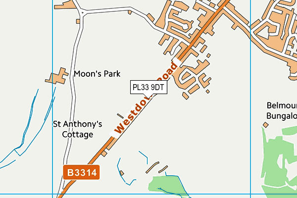 PL33 9DT map - OS VectorMap District (Ordnance Survey)