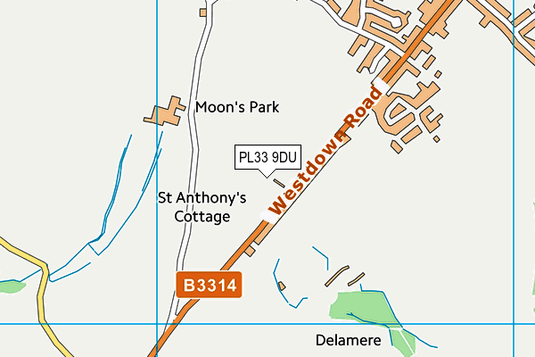 PL33 9DU map - OS VectorMap District (Ordnance Survey)