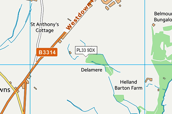 PL33 9DX map - OS VectorMap District (Ordnance Survey)