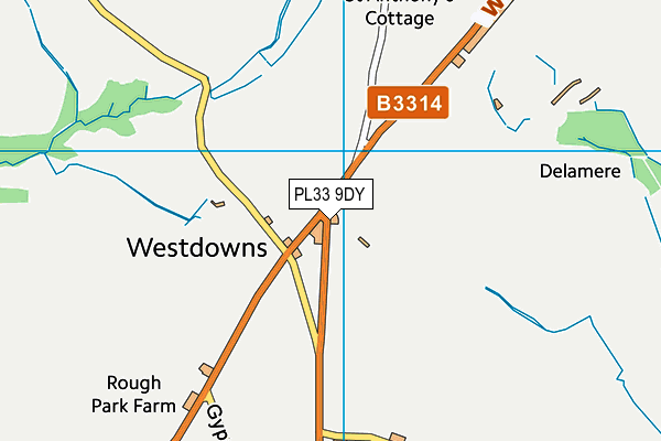 PL33 9DY map - OS VectorMap District (Ordnance Survey)