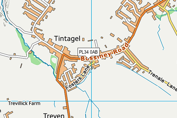 PL34 0AB map - OS VectorMap District (Ordnance Survey)