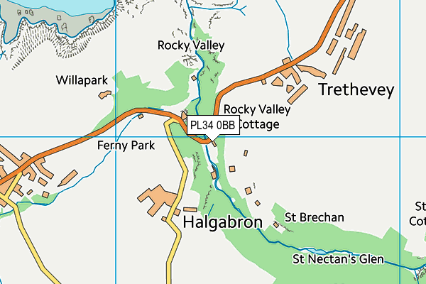 PL34 0BB map - OS VectorMap District (Ordnance Survey)