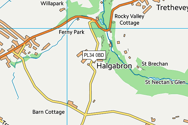 PL34 0BD map - OS VectorMap District (Ordnance Survey)