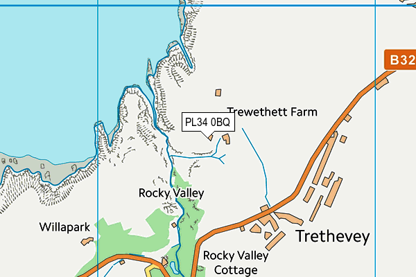 PL34 0BQ map - OS VectorMap District (Ordnance Survey)