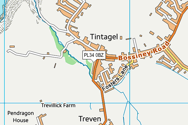 PL34 0BZ map - OS VectorMap District (Ordnance Survey)